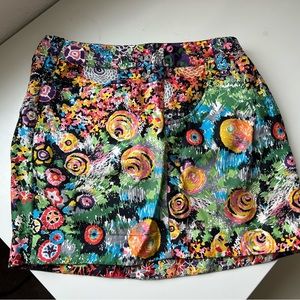 See by Chloe 100% silk floral mini skirt multicolor rainbow flower lightweight
